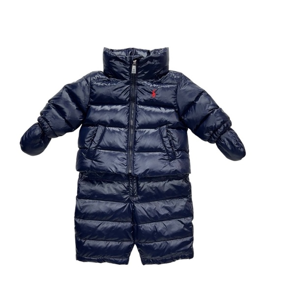 Ralph Lauren Size 3 Months Down Puffer Snowsuit Navy Blue Jacket Pants New NWT - Picture 10 of 10